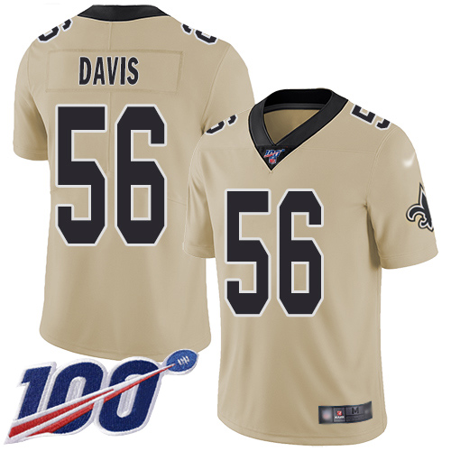 Men New Orleans Saints Limited Gold DeMario Davis Jersey NFL Football #56 100th Season Inverted Legend Jersey->new orleans saints->NFL Jersey